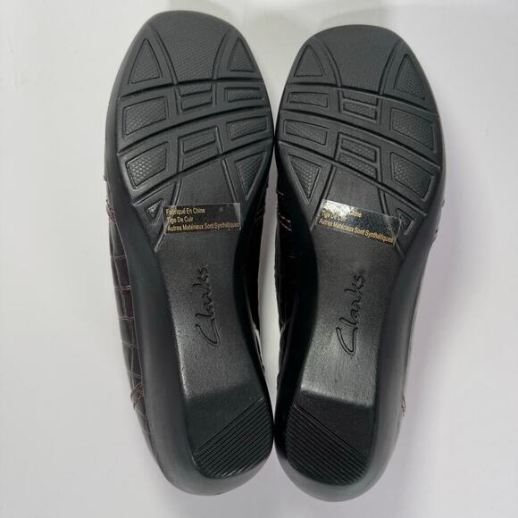 Clarks Crocodile Embossed Print Bendables Brown Loafer 36844 Women Size 8.5 - Picture 5 of 6